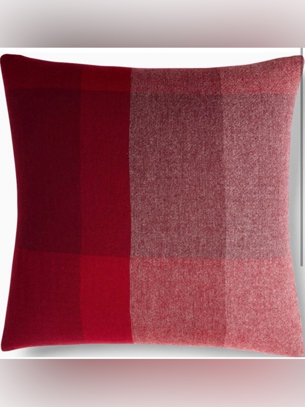 Red Ombre Plaid Two-Tone Colorblock Pillow Cover